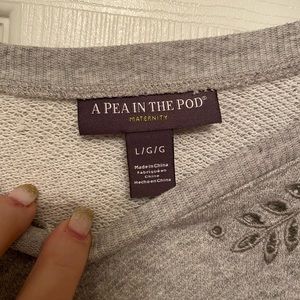 Pea in the Pod, eyelet grey sweatshirt size L